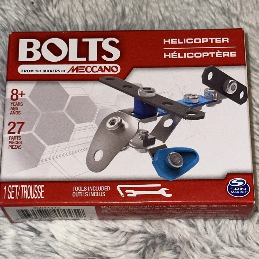 Meccano Bolts Helicopter Building Set 27 Parts Metal STEM Toy Spin Master